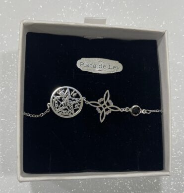 Pulsera Triple Protección tetragrámaton ,nudo de bruja ,piedra obsidiana