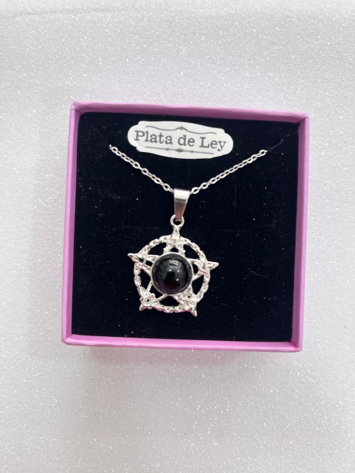 Collar Estrella de David con Turmalina Negra