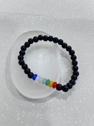 Pulsera de Turmalina Negra con 7 chakras